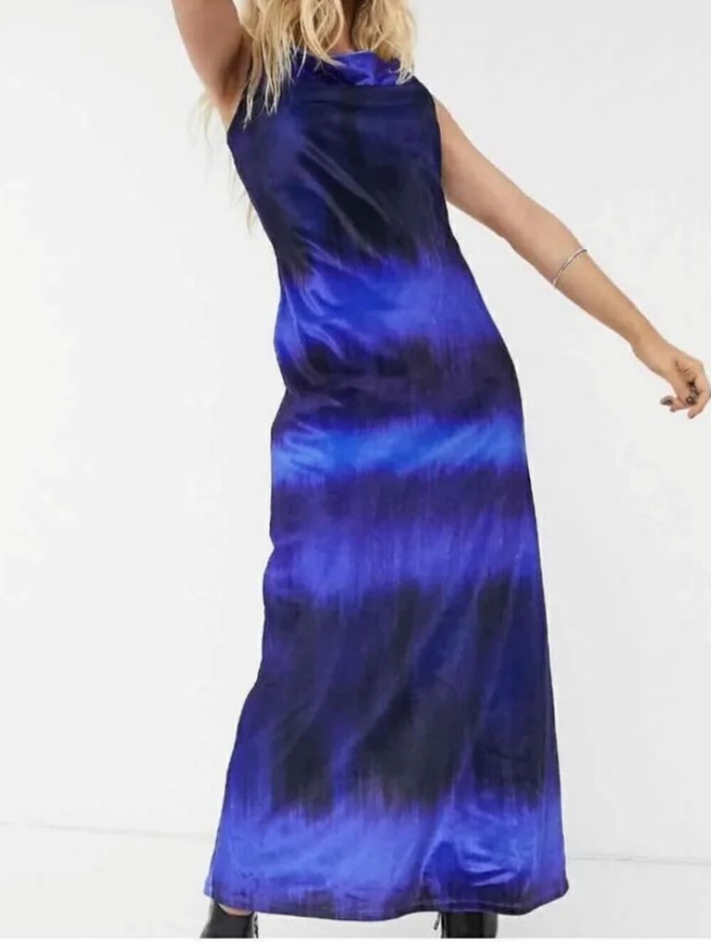 ASOS Blue Ombre Velvet Velvet Maxi Dress 8